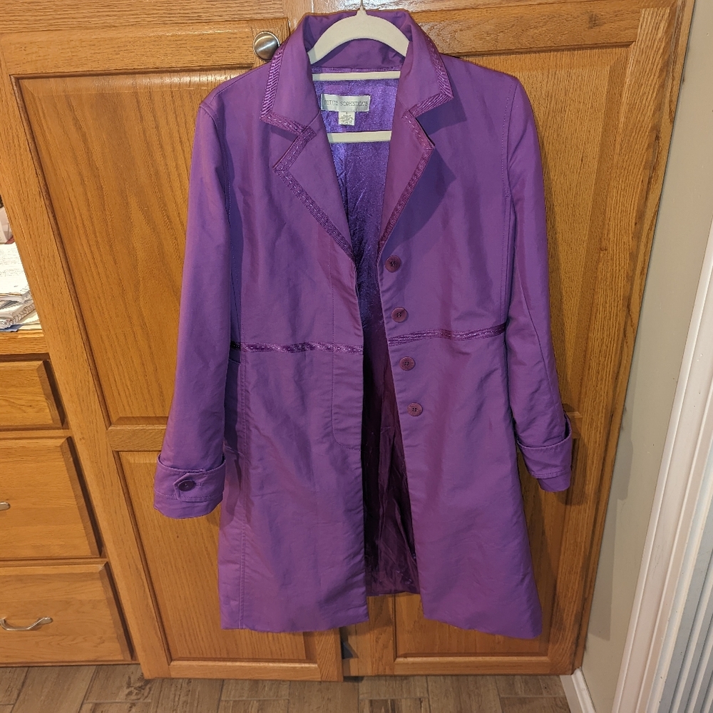 Vintage Petite Sophisticate Purple trench coat Women size P S Petite Small or XS